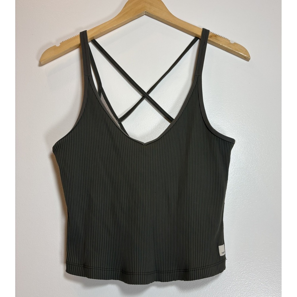 Vuori Olive Green Ribbed Strappy Tank Top